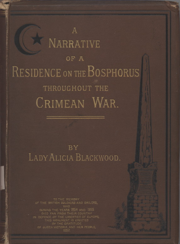 brown cloth bookcover with gold typeface and black illustrations of the crescent and star and an obelisk monument