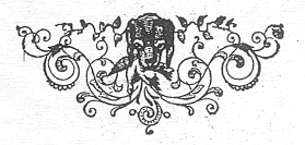 ornamental scroll with dog's face
