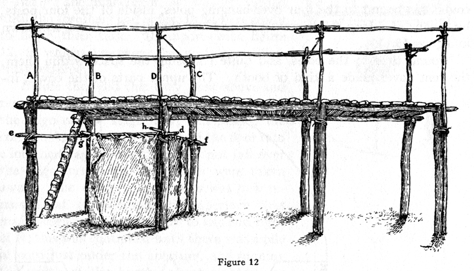 raised wooden platform with enclosed compartment under one section