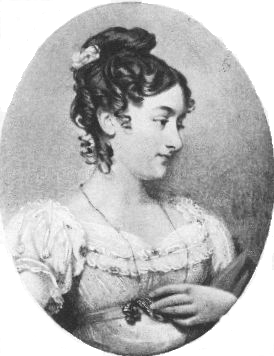 head and shoulders of young woman, looking to her left