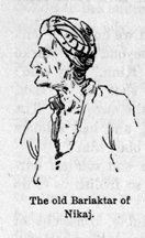 profile portrait drawing, the old Bariaktar of Nikaj.