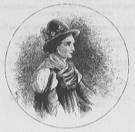 portrait of woman in profile with a tall hat