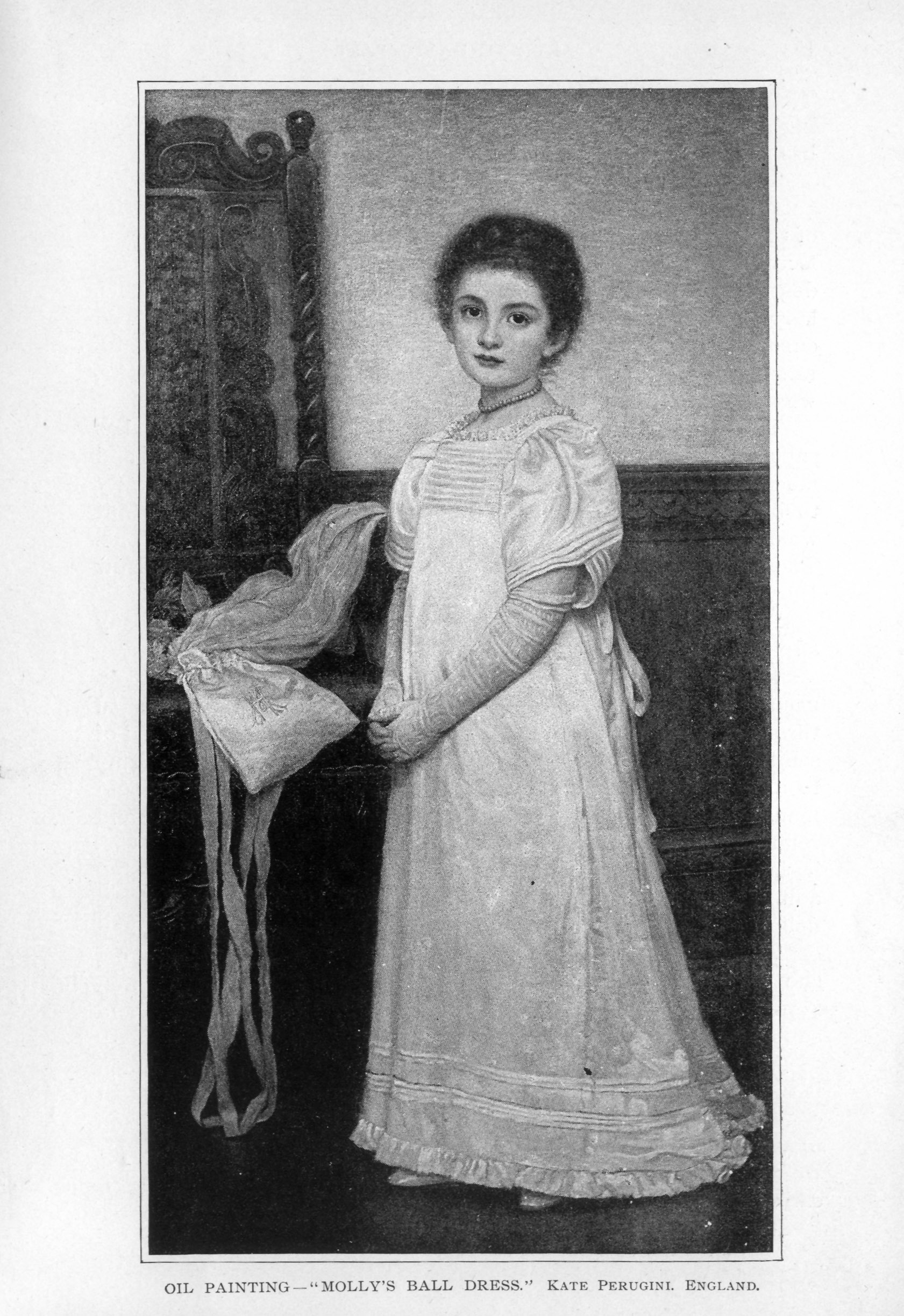 portrait of a young girl in a satin dress