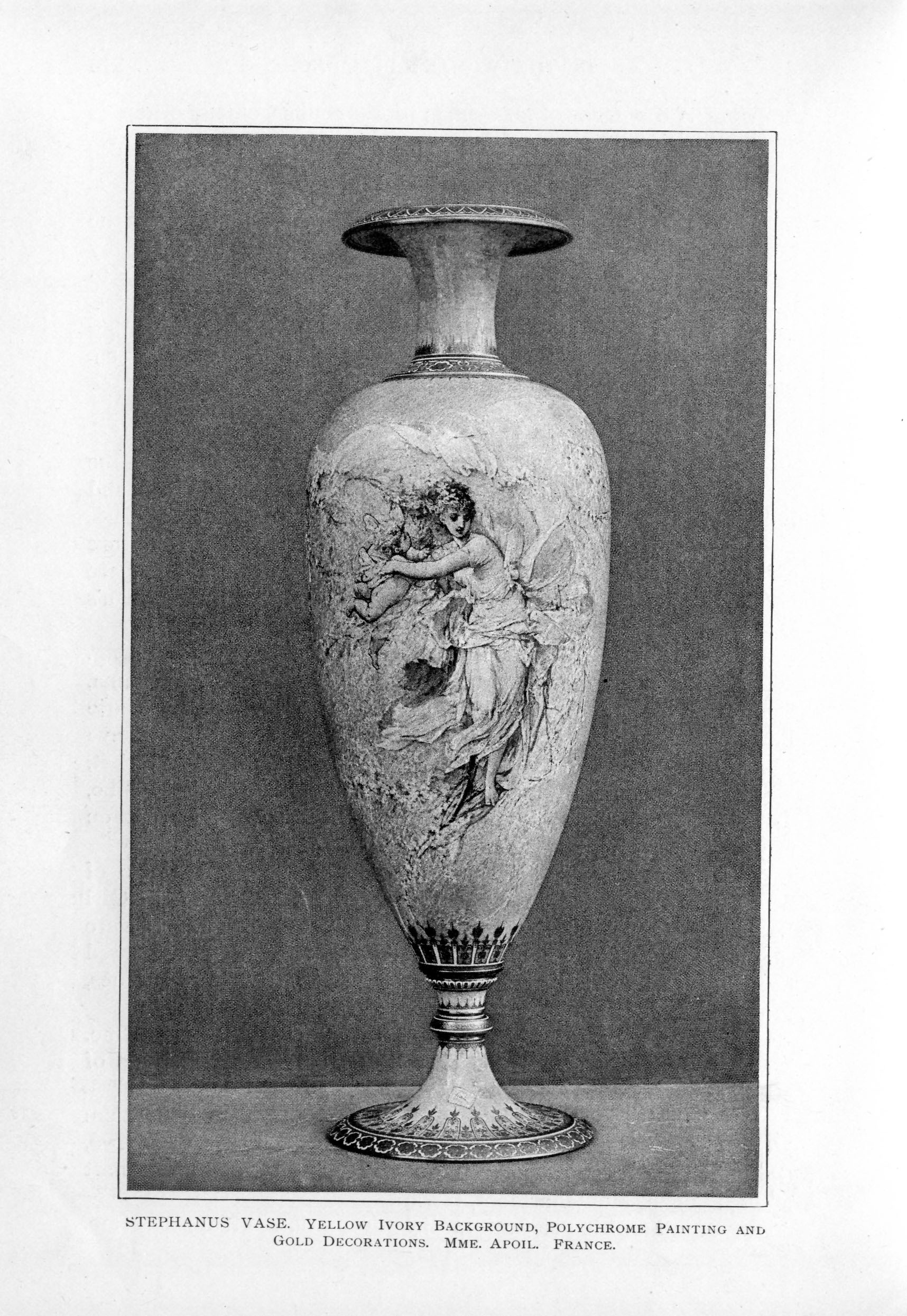 vase painted with woman in flowing robes