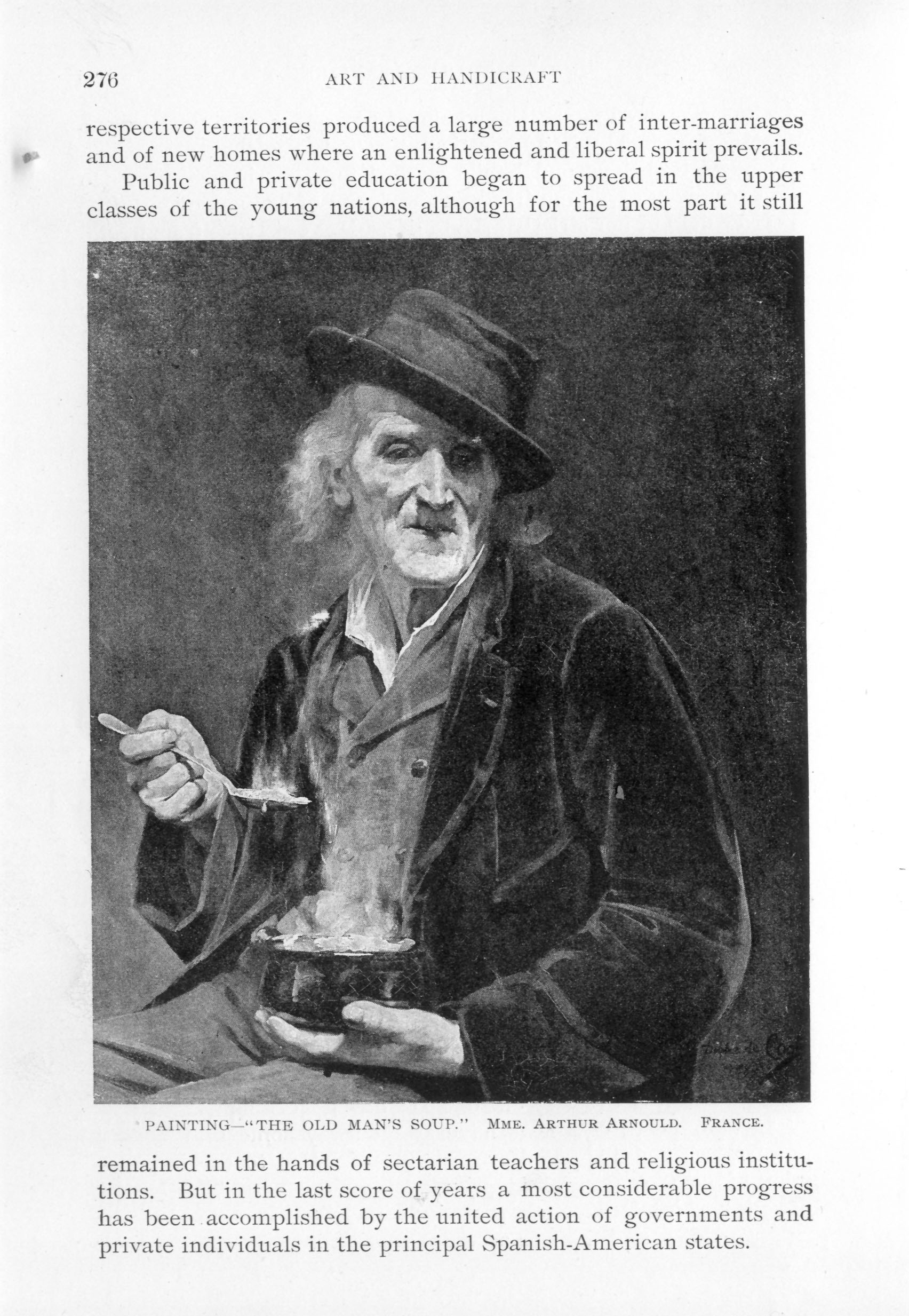 old man in jacket and hat eating from a bowl of steaming soup