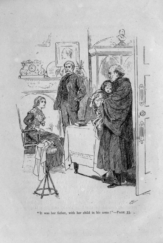 Captain standing, wife seated, Grandfather holding sleeping Dora.