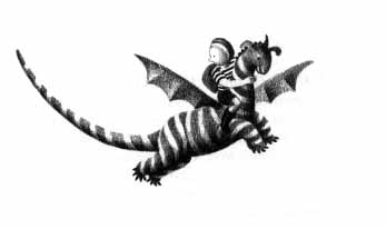 a boy riding a dragon