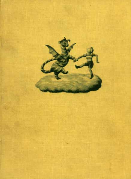 a boy dancing with a dragon on a cloud