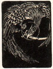 bird of prey with sword in beak