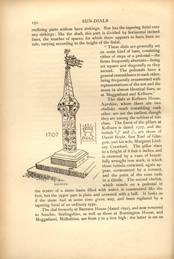 Facsimile of the page as it appears in the printed book; illustration: sundial in shape of tapered pillar on pedestal