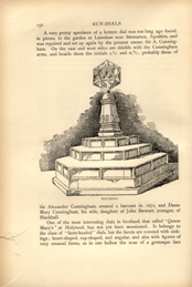 Facsimile of the page as it appears in the printed book; illustration: multifaceted sundial on stepped base