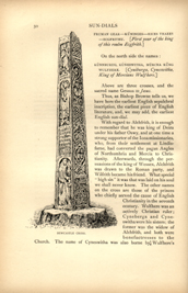 Facsimile of the page as it appears in the printed book; illustration: ornately carved obelisk-shaped sundial