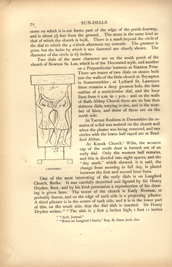 Facsimile of the page as it appears in the printed book; illustration: sundial on slab with two figures carved in stone