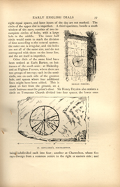 Facsimile of the page as it appears in the printed book; illustration: two circular sundials carved in stone