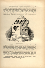 Facsimile of the page as it appears in the printed book; illustration: irregular-shaped sundial with various shapes carved into it