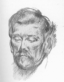 pencil portrait of a man with eyes closed