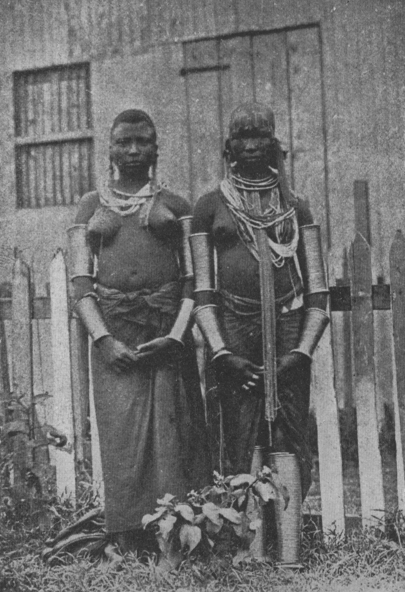 two women in traditional Masai clothing