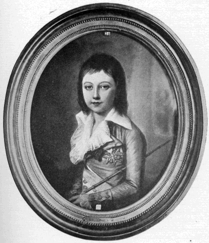 Framed oval portrait of a young boy