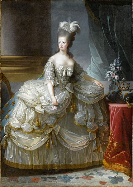 Portrait of Marie Antoinette in elaborate court gown and headdress