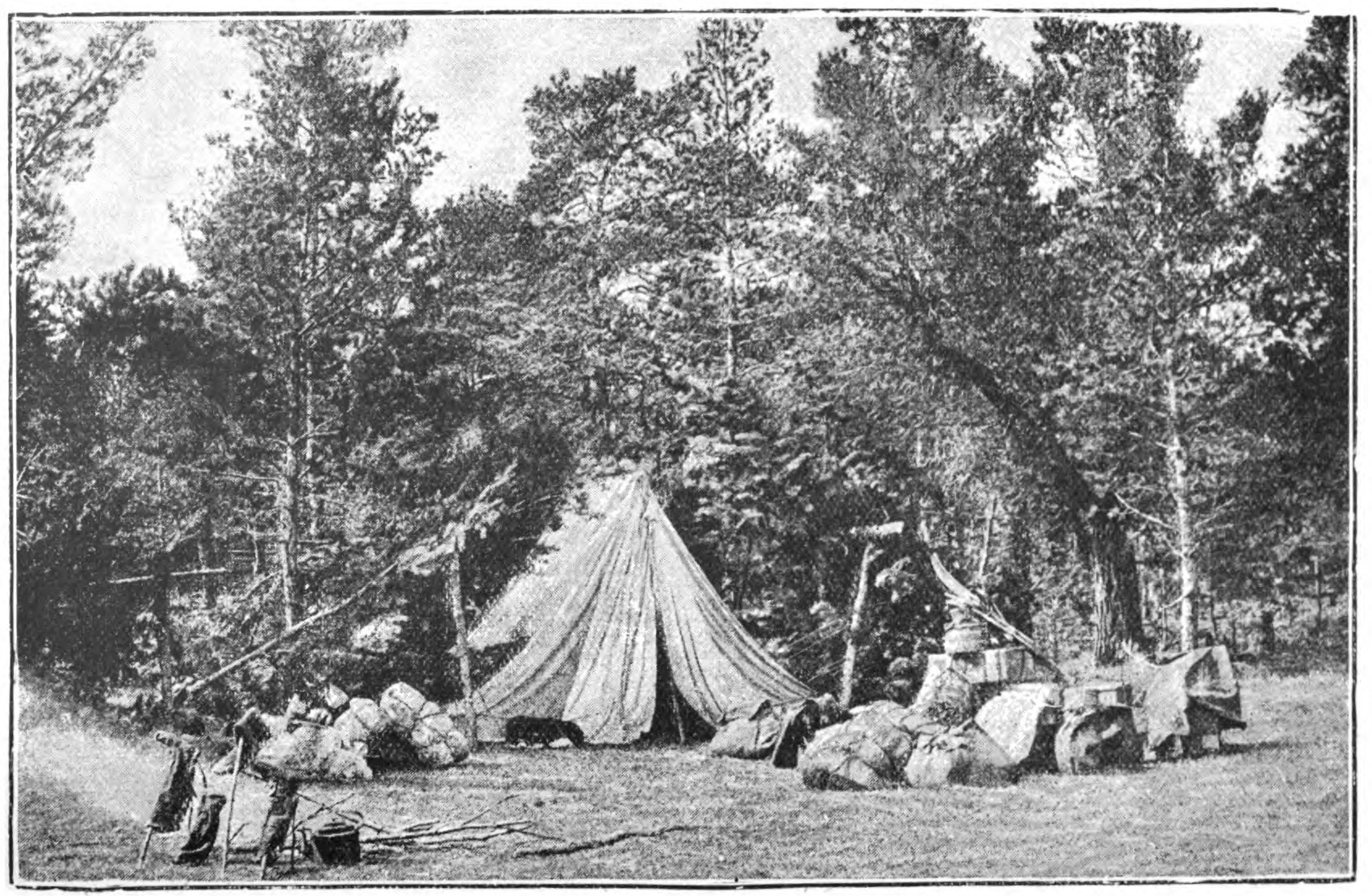 tent and supplies