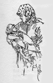 Woman carrying a baby.