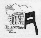 Rail station. Caption: CPR Station Winnipeg. A (illuminated capital for at)