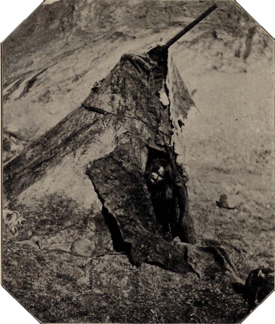 A tent, or tupic, made of sealskins and anchoring rocks.