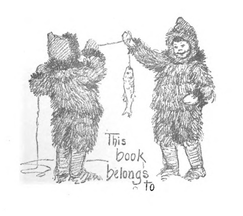 Eskimo twins ice fishing, text says 'This book belongs to'