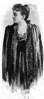 Image of a woman (Mrs. Druce) looking off to the side, while wearing an embroidered robe.