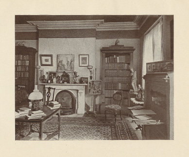 interior of parlor with fireplace