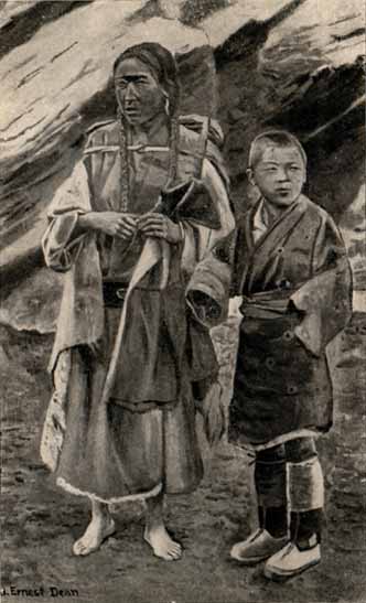Tibetan woman and son