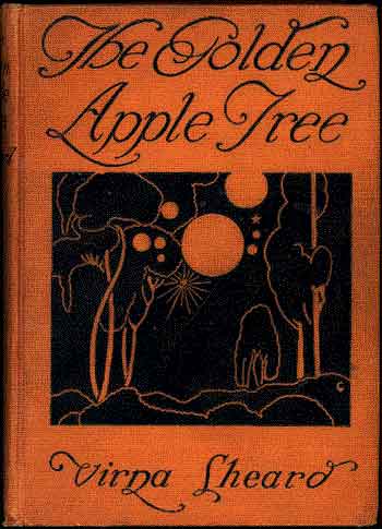 Orange cloth cover of the book, with an image of trees and circles.