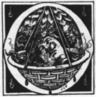 O (illustrated letter) with a man's head in a basket