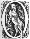 O (illustrated letter) with a lamb