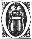 O (illustrated letter) with cooking pot