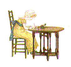 girl sitting at table writing