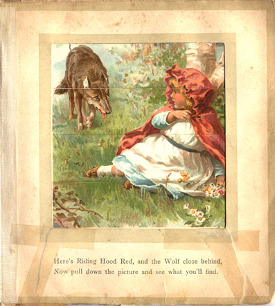 Wolf threatens red riding hood