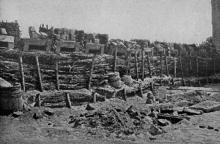 fortified trench supported by wooden trunks