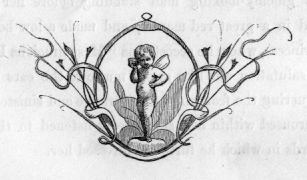 cherub standing in some leaves holding something to its ear