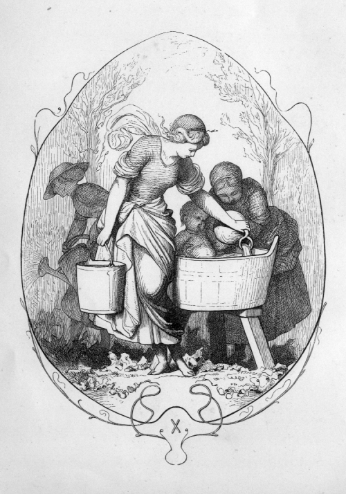 women with buckets and watering cans