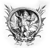 cherub inside a decorative frame