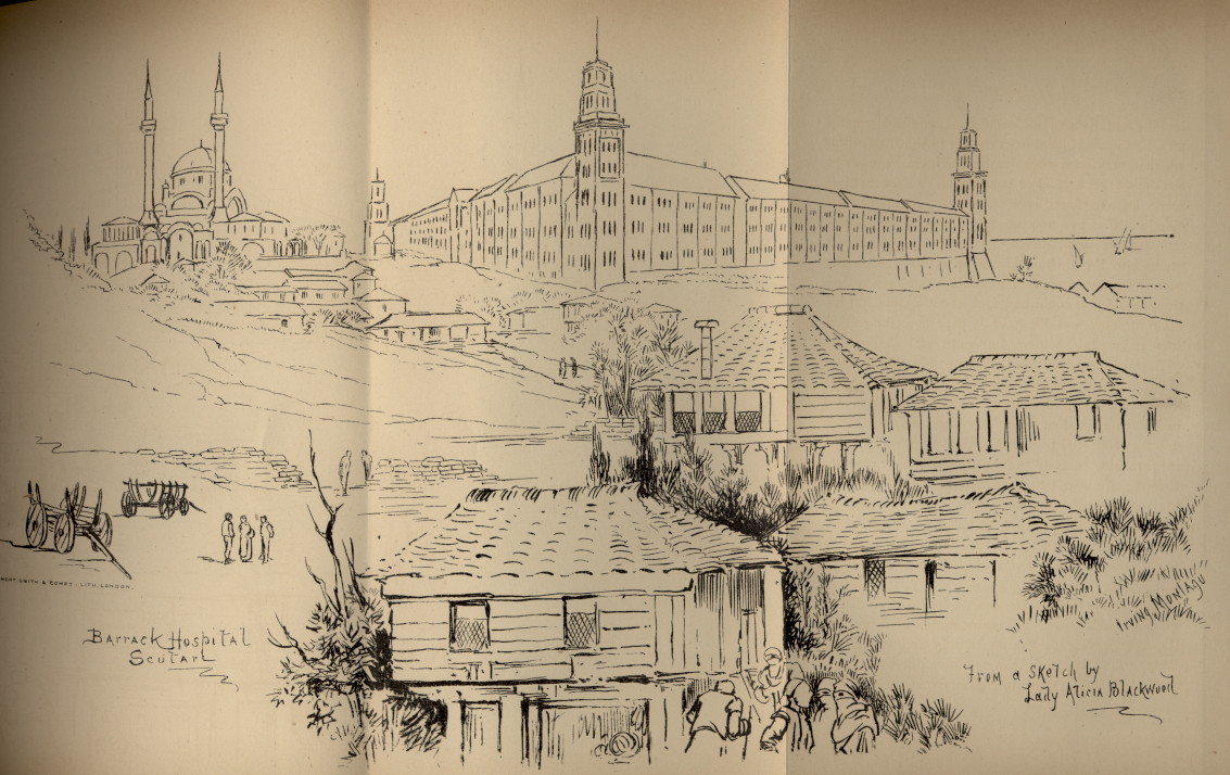 drawing of hospital and surrounding buildings