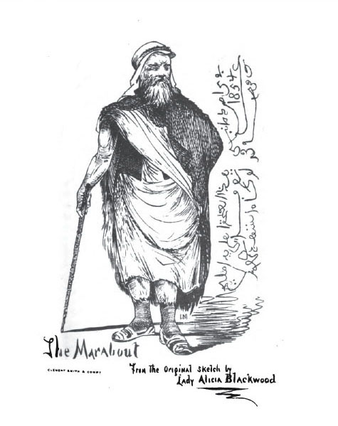 drawing of man with walking stick