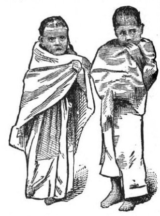 two children wrapped in cloth