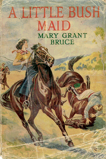 Cover of Book. Full bleed image of woman riding up on a horse alongside a man who is falling off of his.