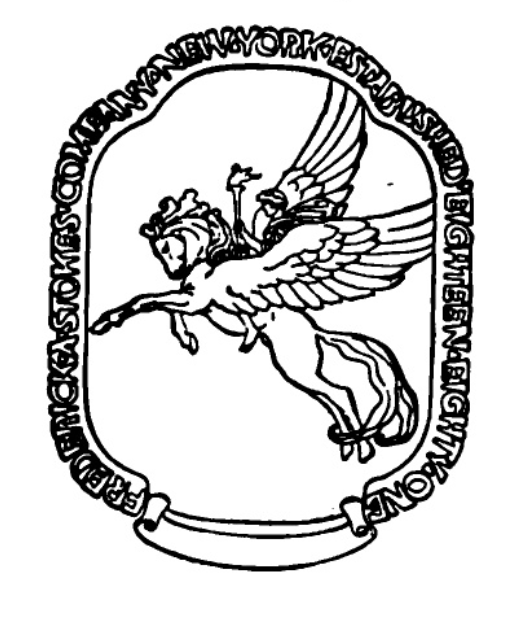 Printer's mark with a person riding a winged horse.