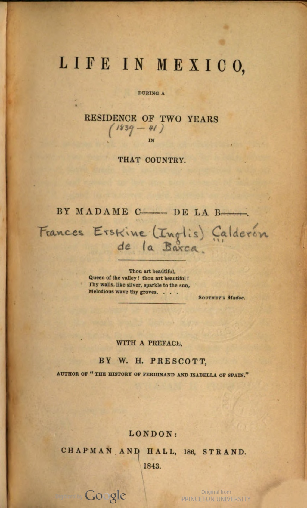 Prefacio del libro, en una edición de 1843