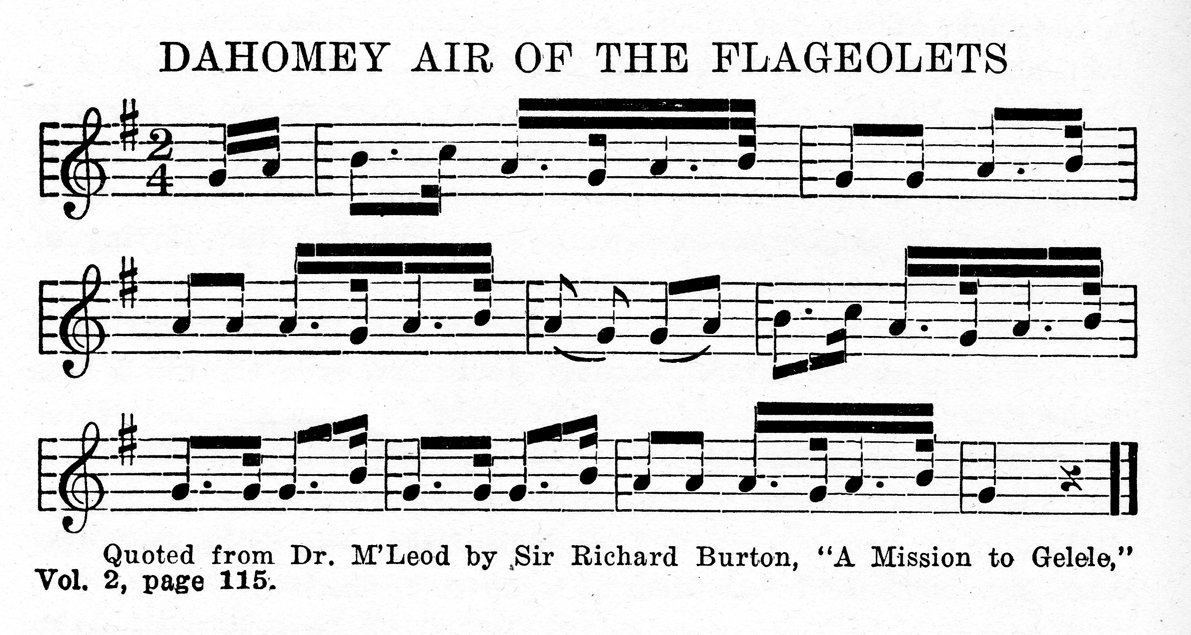 sheet music for Dahomey Air of the Flageolets