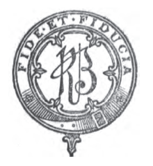 round shield with the motto FIDE ET FIDUCIA and the intitials RB