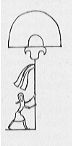 figure which holds a parasol or feather-fan